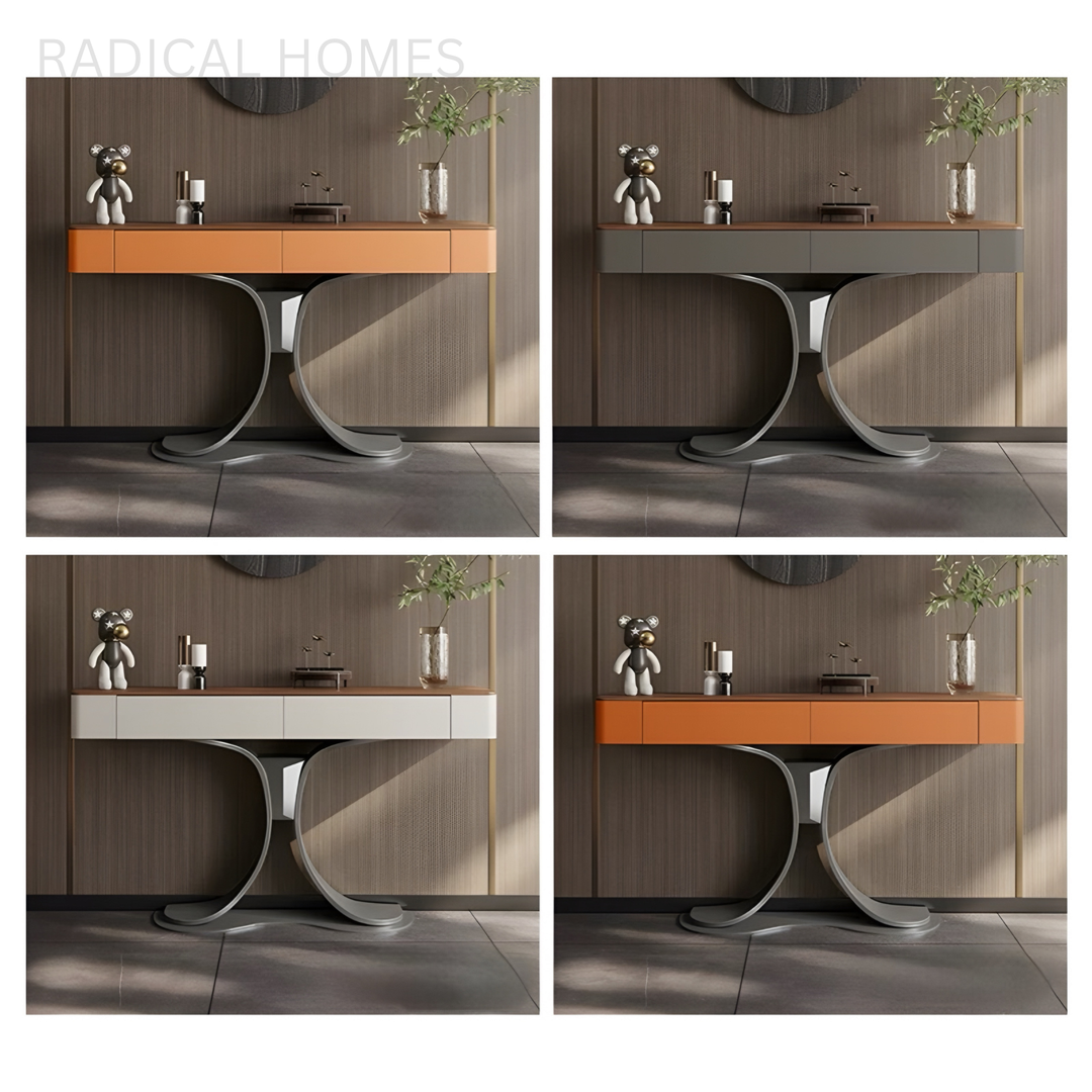 ALVARO Modern Saddle Leather Console Table - Radical Homes Singapore