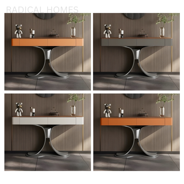 ALVARO Modern Saddle Leather Console Table - Radical Homes Singapore