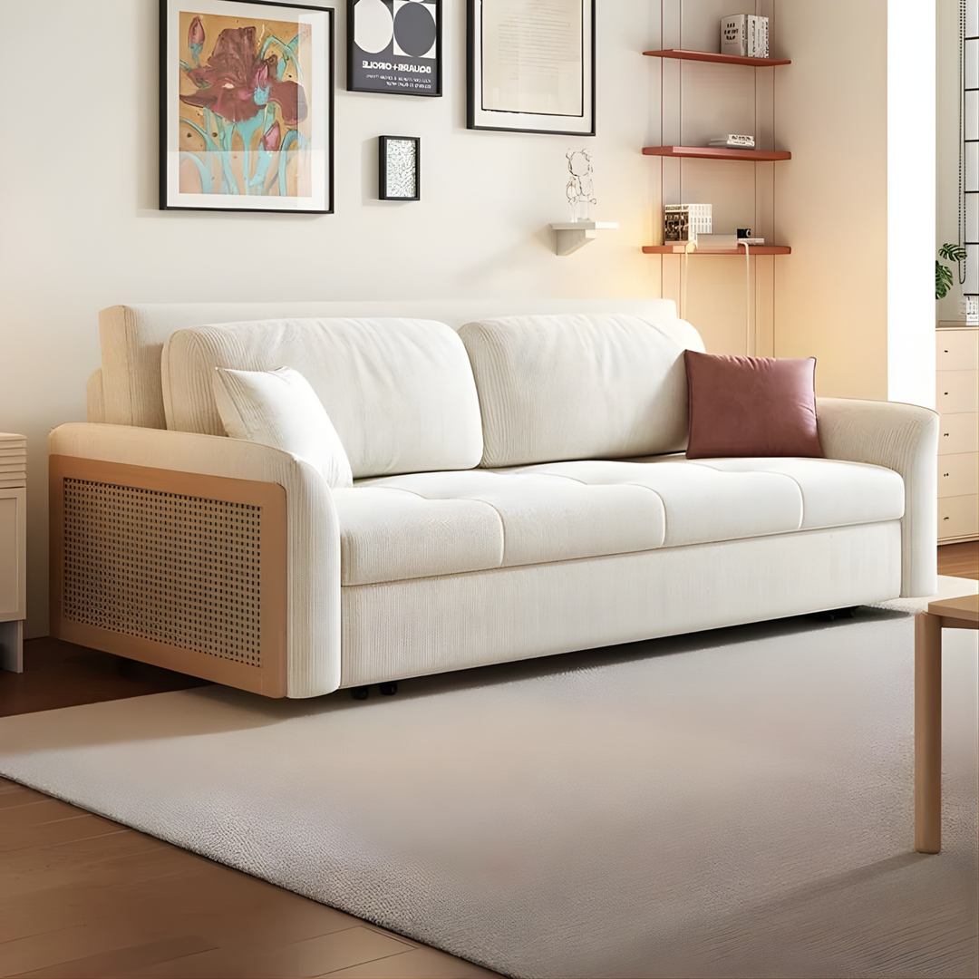 LORA Modern Rattan Storage Sofa Bed