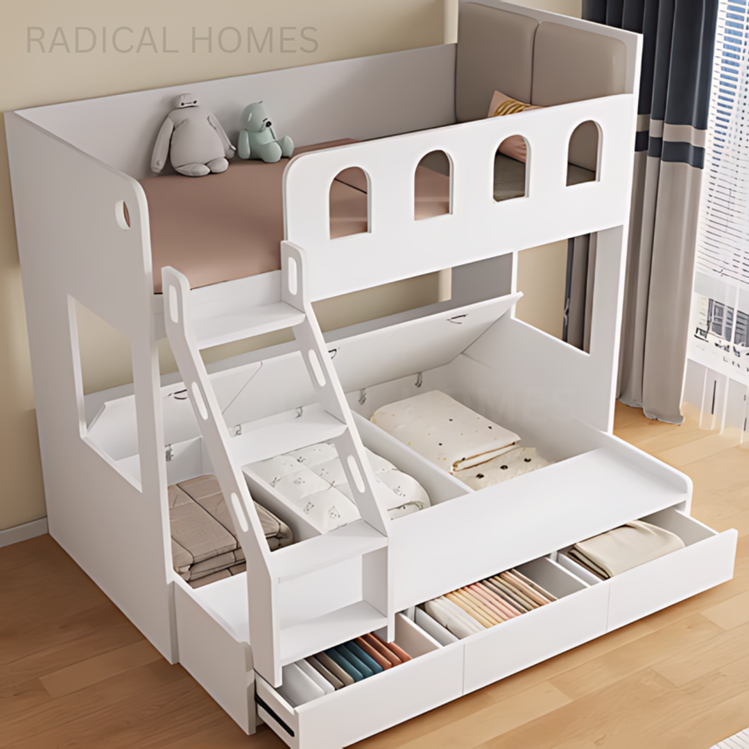HAYES Modern Solid Wood Bunk Bedframe - Radical Homes Singapore