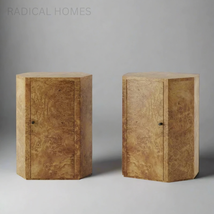 LARINO Mappa Burl Bedside Table - Radical Homes Singapore