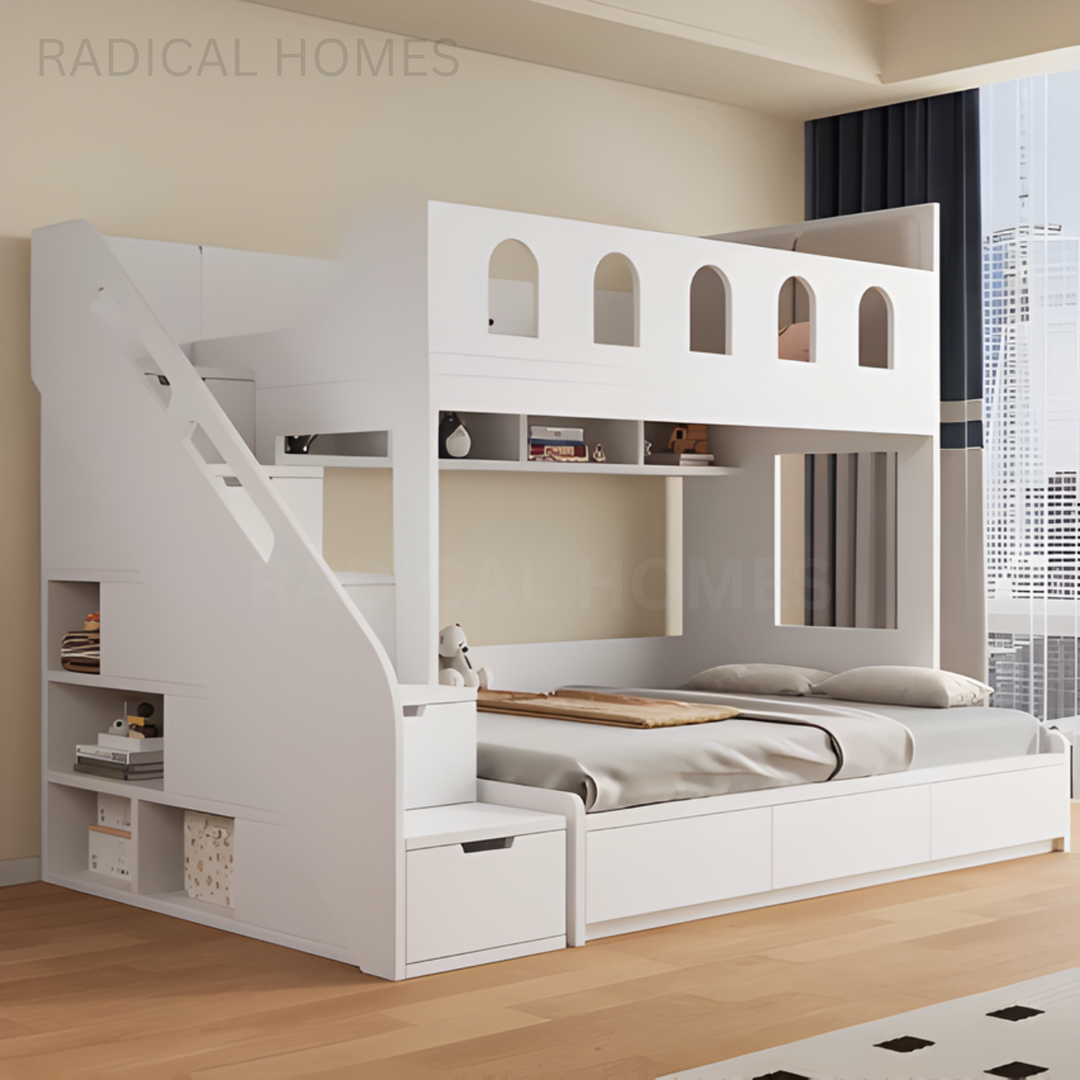 HAYES Modern Solid Wood Bunk Bedframe - Radical Homes Singapore