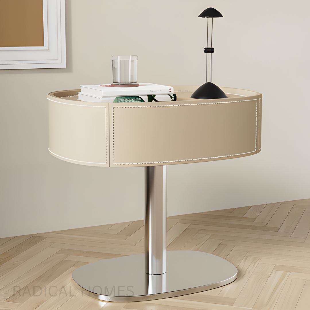 KATIMA Modern Leather Bedside Table