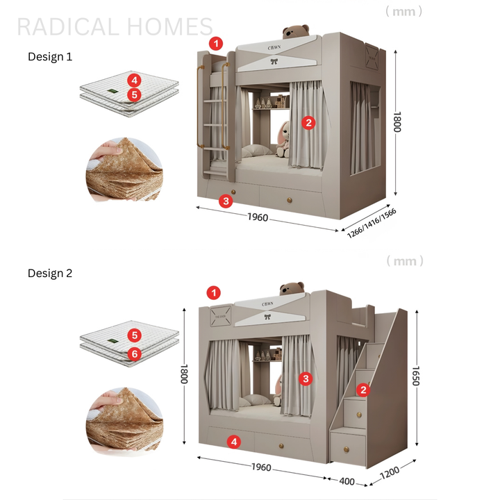 LUMELLA Modern Double Decker Bedframe - Radical Homes Singapore