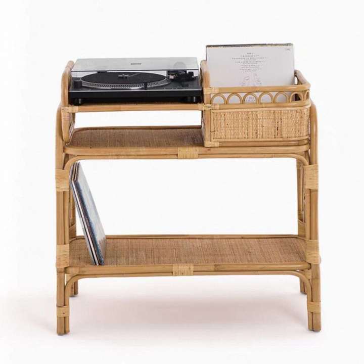 FREVY Rustic Rattan Bar Cart