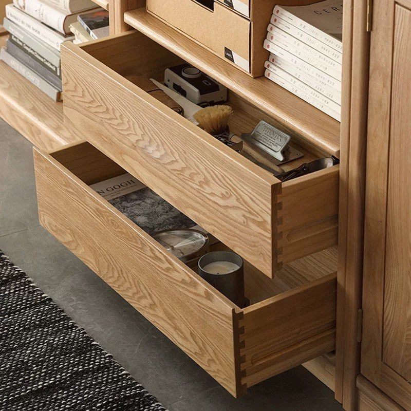 RUFUE Japandi Solid Wood Display Shelf