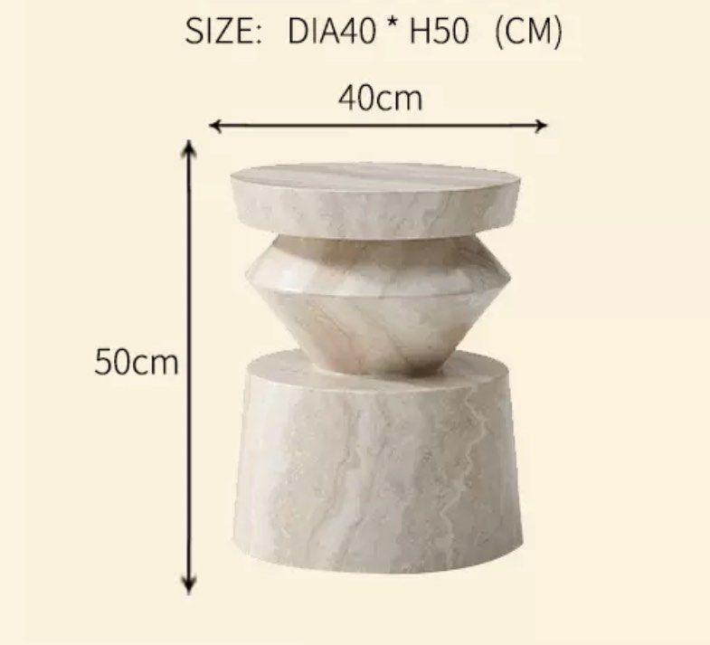 AHEDE Modern Travertine Side Table