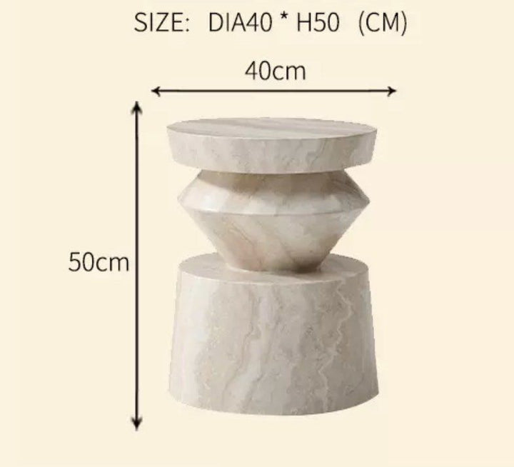 AHEDE Modern Travertine Side Table