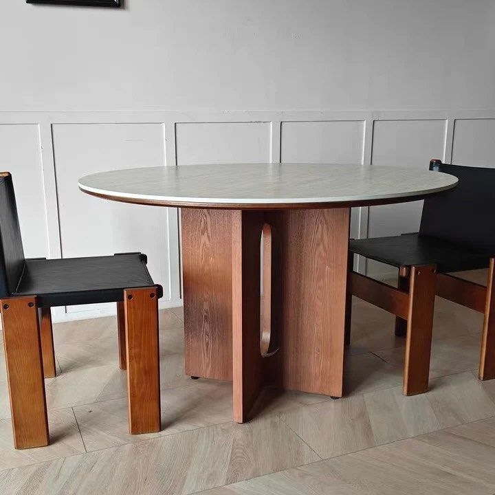 ISSA Modern Travertine Round Dining Table