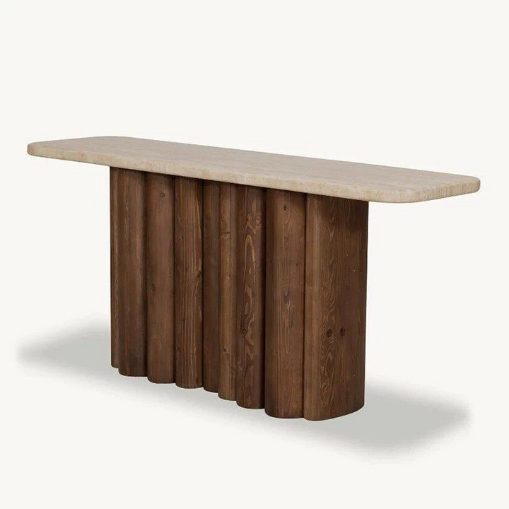 FOREI Modern Travertine Console Table