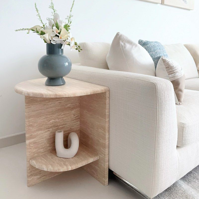 KIM Modern Travertine Side Table
