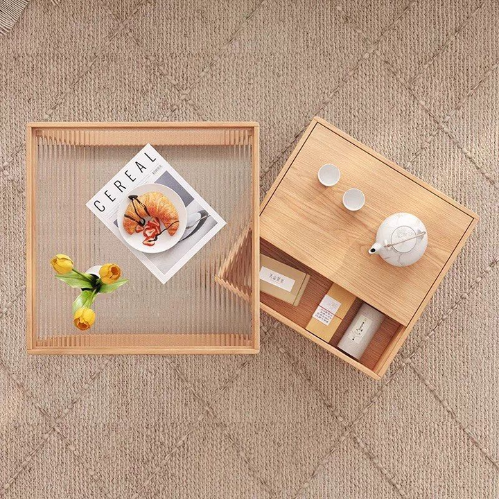 JELO Japandi Solid Wood Nesting Coffee Table