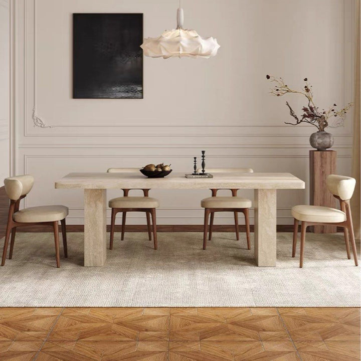 ALEXO Modern Travertine Dining Table