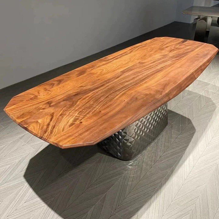 POIRER Modern Black Walnut Wood Dining Table