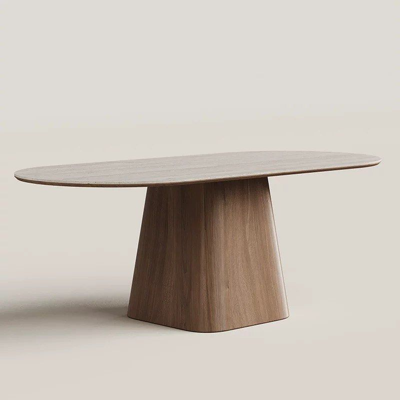 KIERREN Modern Travertine Dining Table