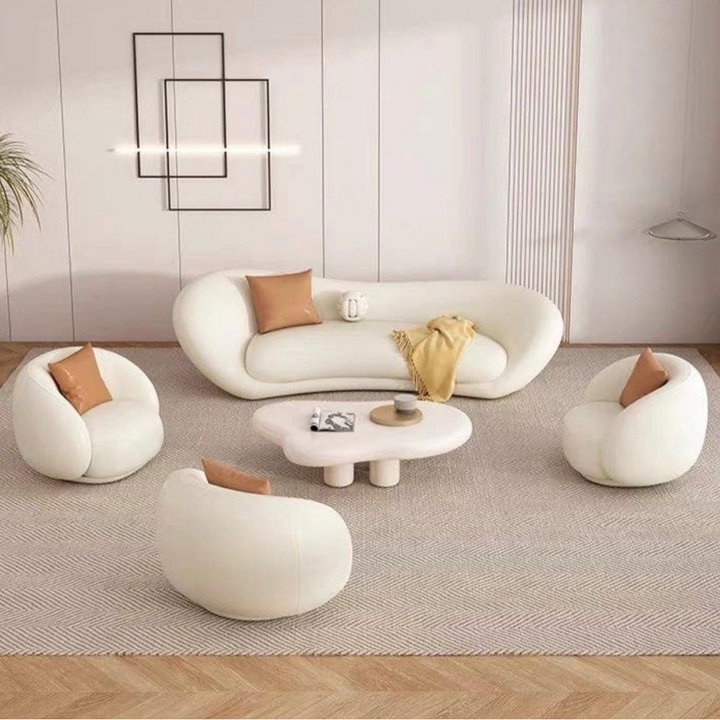 TARENI Modern Curve Leather Sofa