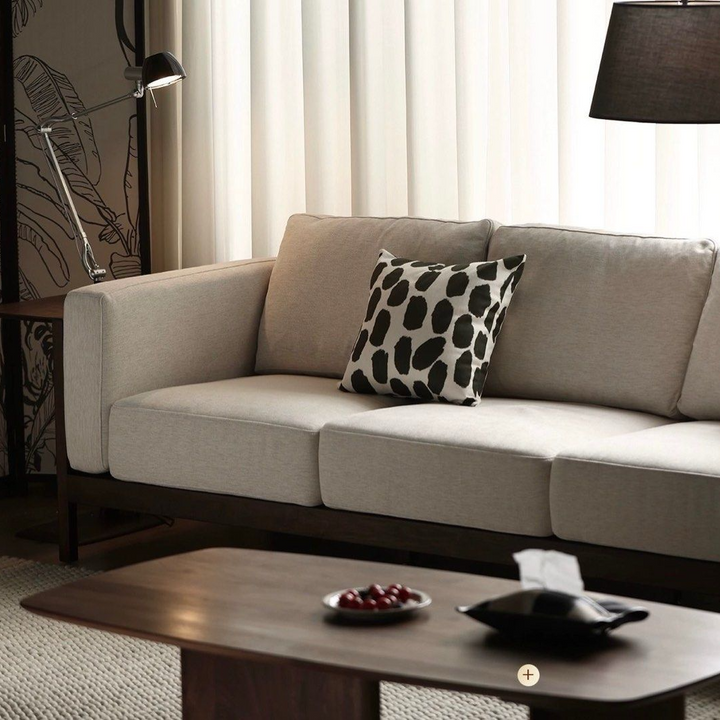 OLINOR Rustic Walnut Fabric Sofa