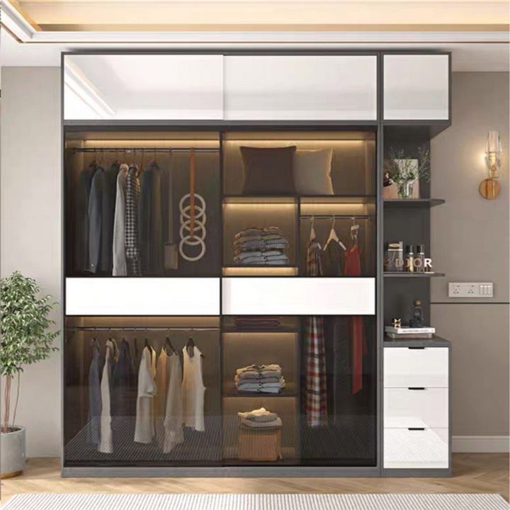 DOMITIAN Modern Glass With LED Wardrobe