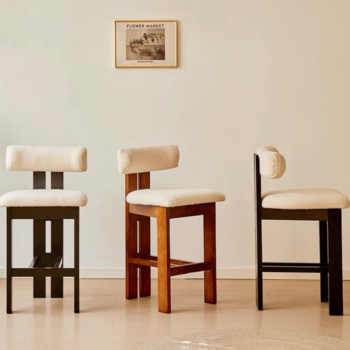 GALWAY Modern Solid Wood Boucle Bar Stool