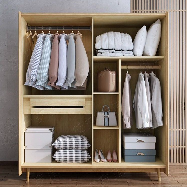 TERTULLIAN Japandi Solid Wood Wardrobe