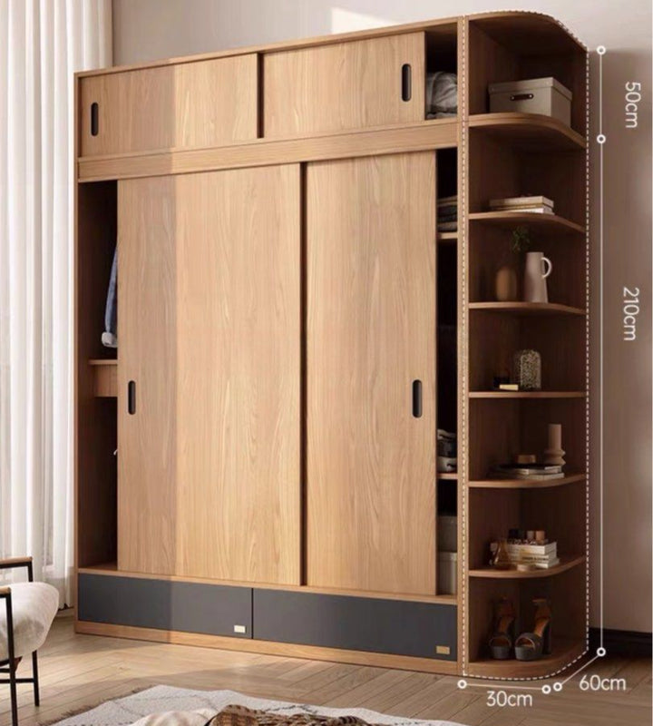 DRUSUS Japandi Solid Wood Wardrobe