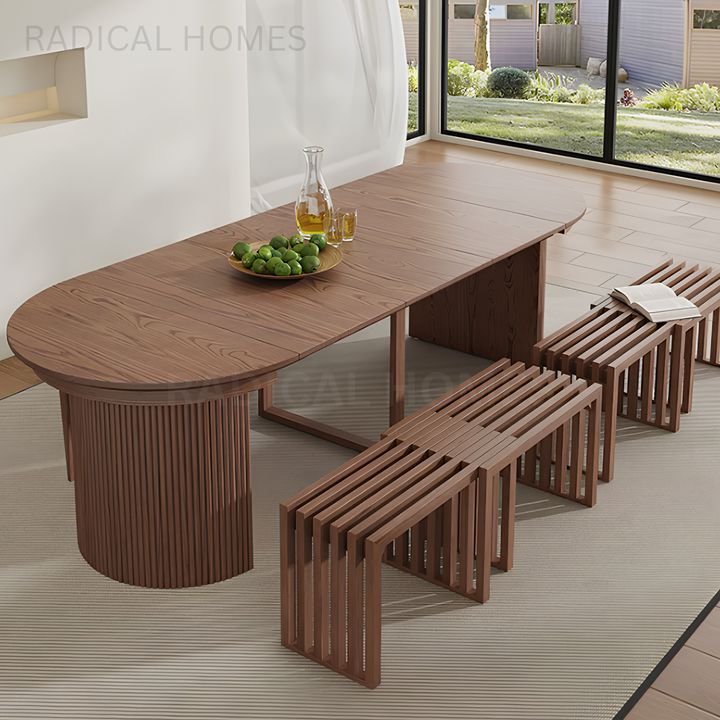 AIRA Modern Solid Wood Extendable Dining Table