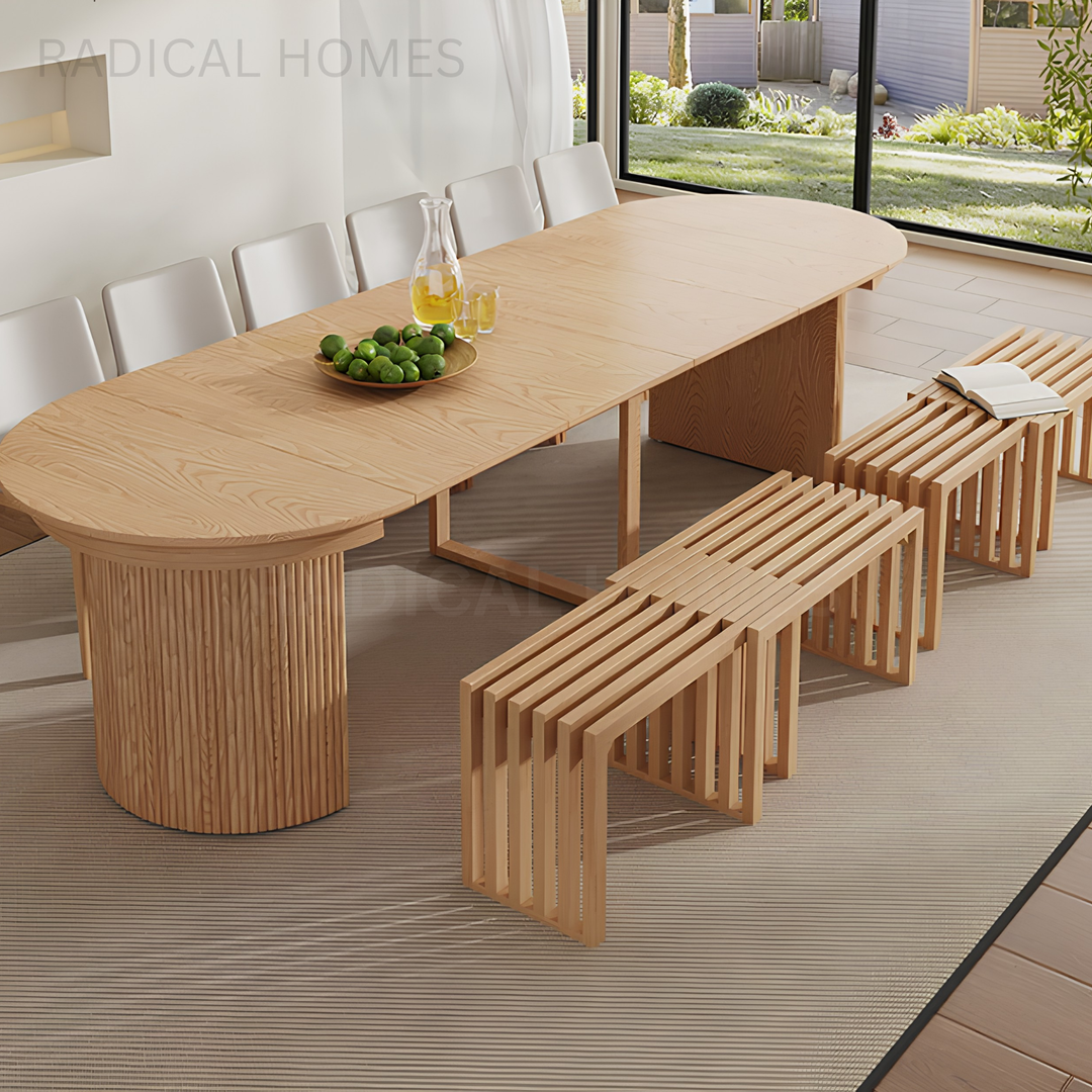 AIRA Modern Solid Wood Extendable Dining Table