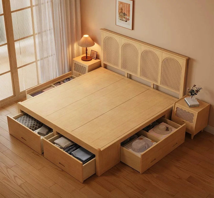 MENADE Rustic Bedframe With Storage