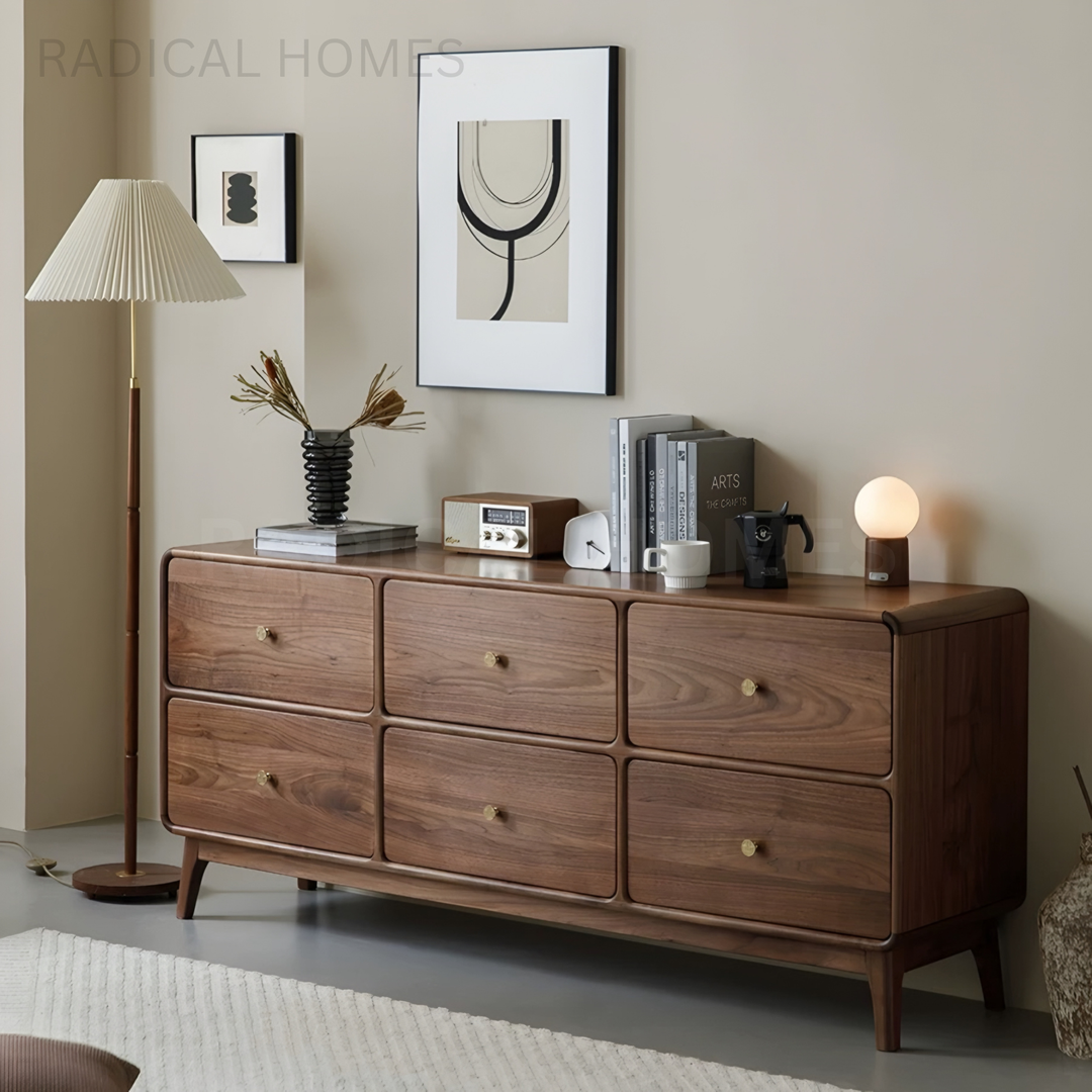 HUDSON Rustic Walnut Wood Chest Of Drawers