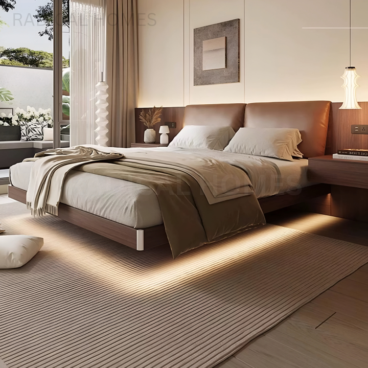 AMAYAH Modern Floating Leather Bedframe