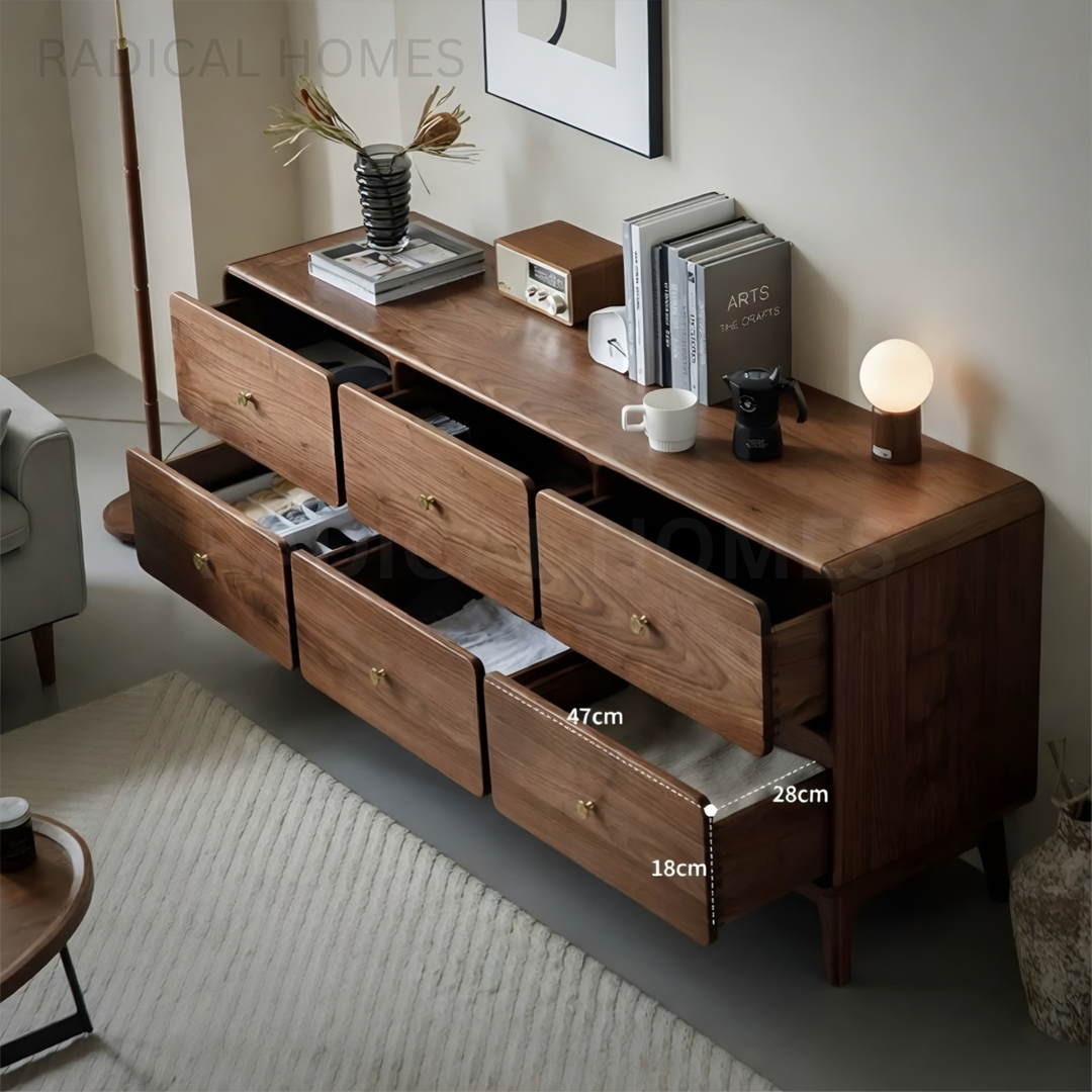 HUDSON Rustic Walnut Wood Chest Of Drawers
