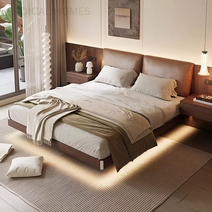 AMAYAH Modern Floating Leather Bedframe