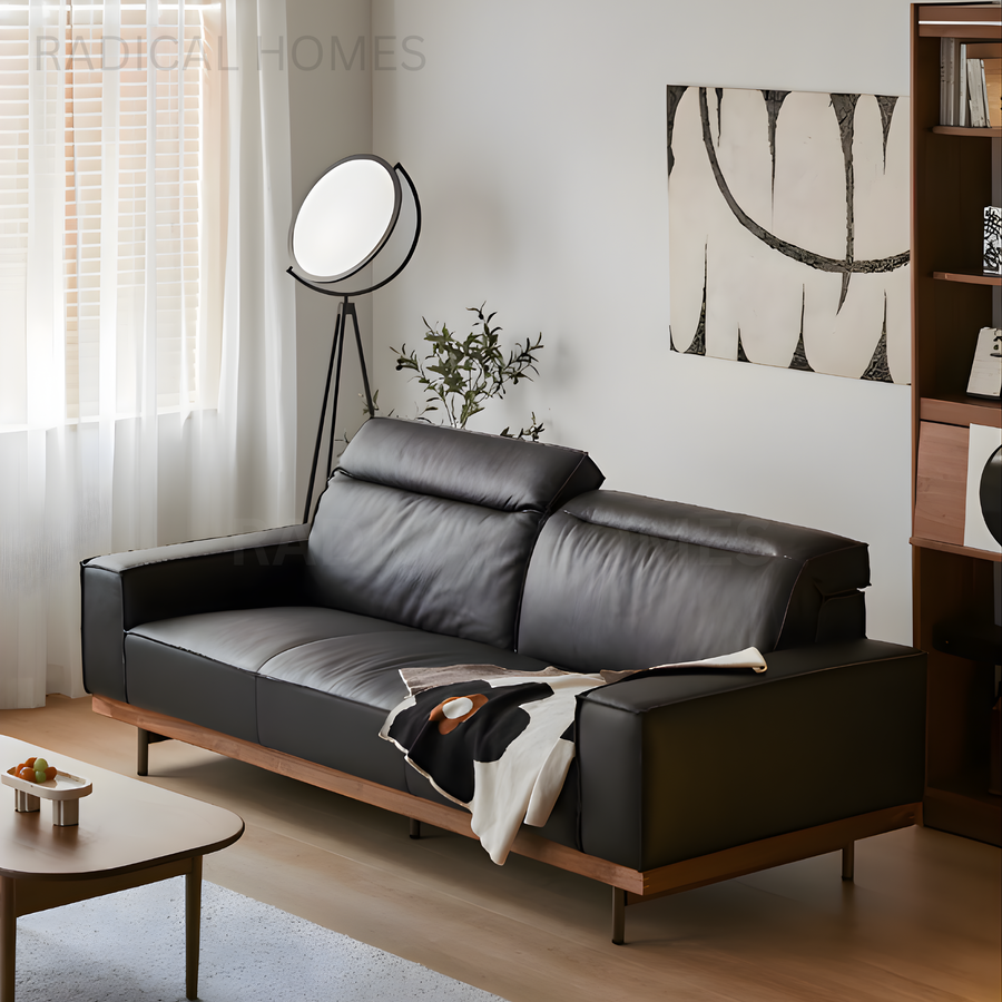 MOJA Japandi Leather Sofa - Radical Homes Singapore