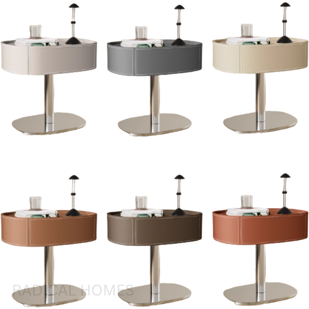 KATIMA Modern Leather Bedside Table