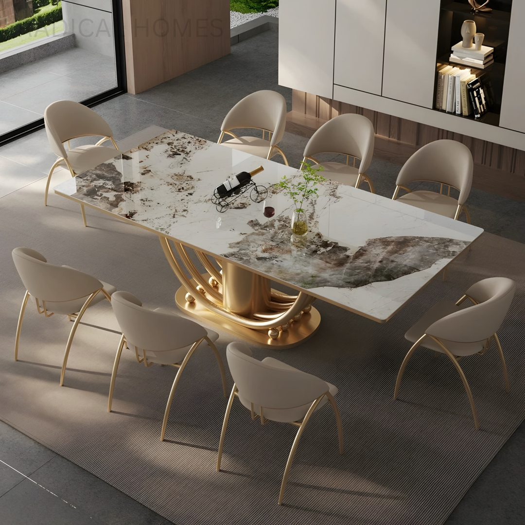 AUREVON Modern Marble Dining Table - Radical Homes Singapore