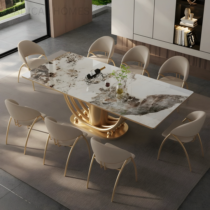 AUREVON Modern Marble Dining Table - Radical Homes Singapore