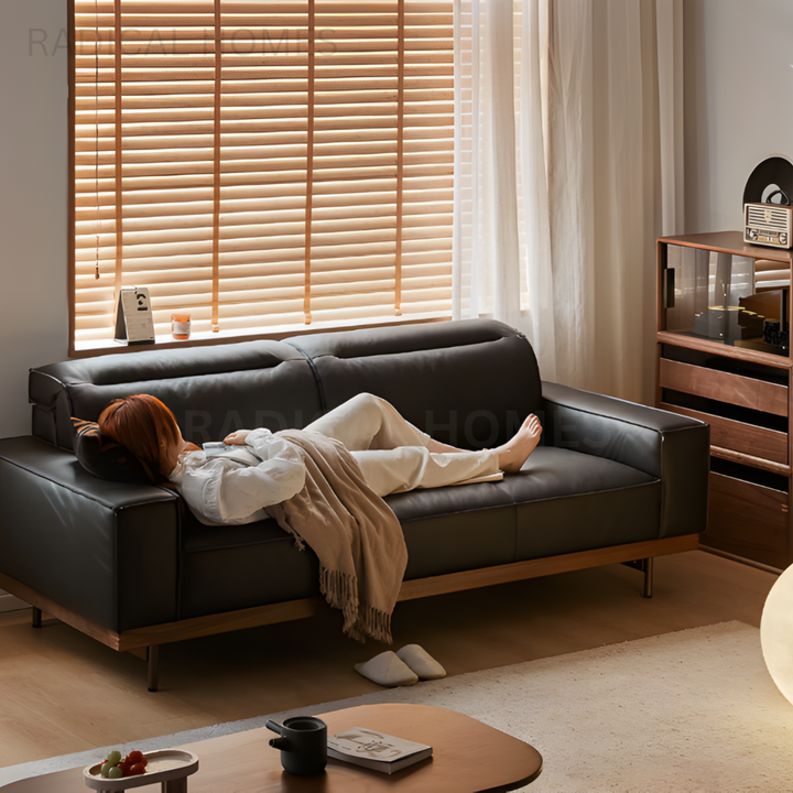 MOJA Japandi Leather Sofa - Radical Homes Singapore