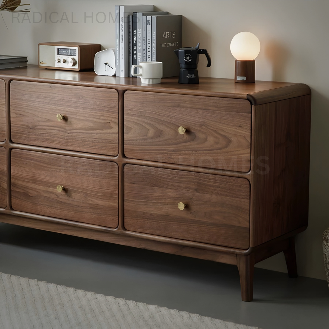 HUDSON Rustic Walnut Wood Chest Of Drawers