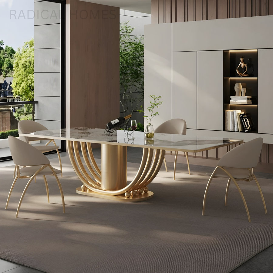 AUREVON Modern Marble Dining Table - Radical Homes Singapore