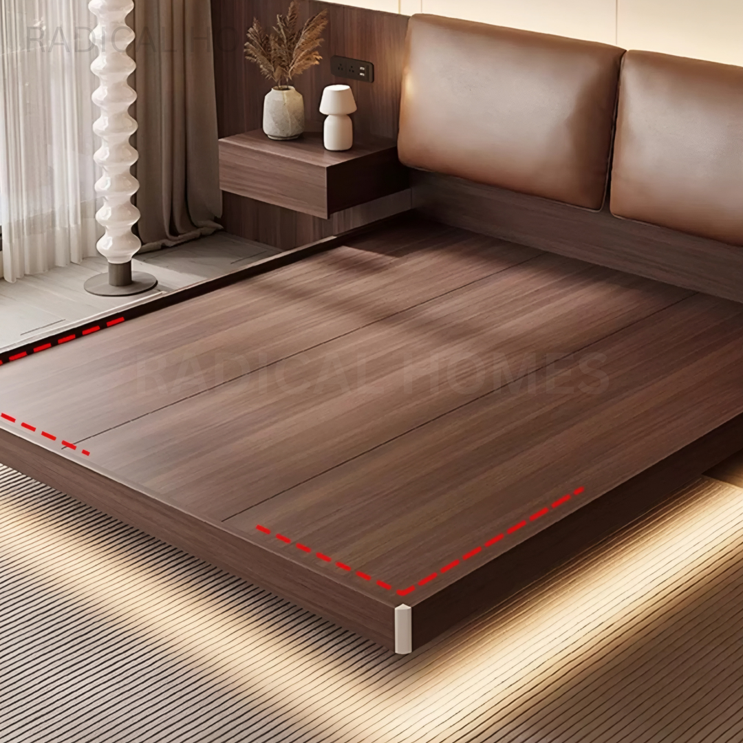 AMAYAH Modern Floating Leather Bedframe