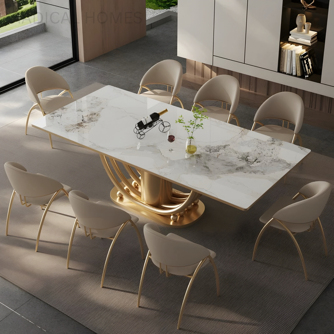 AUREVON Modern Marble Dining Table - Radical Homes Singapore