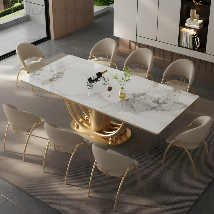 AUREVON Modern Marble Dining Table - Radical Homes Singapore