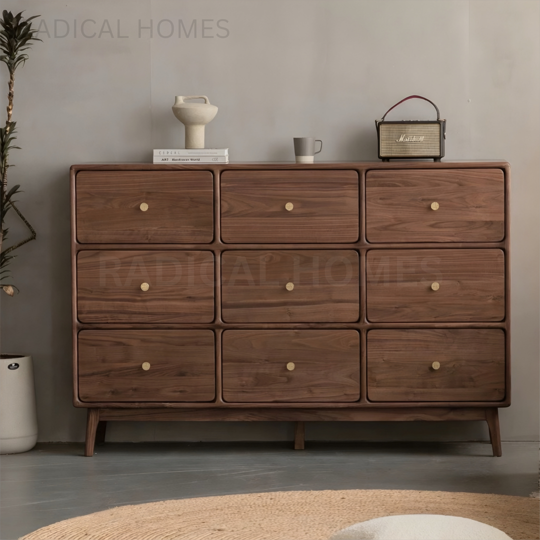 HUDSON Rustic Walnut Wood Chest Of Drawers