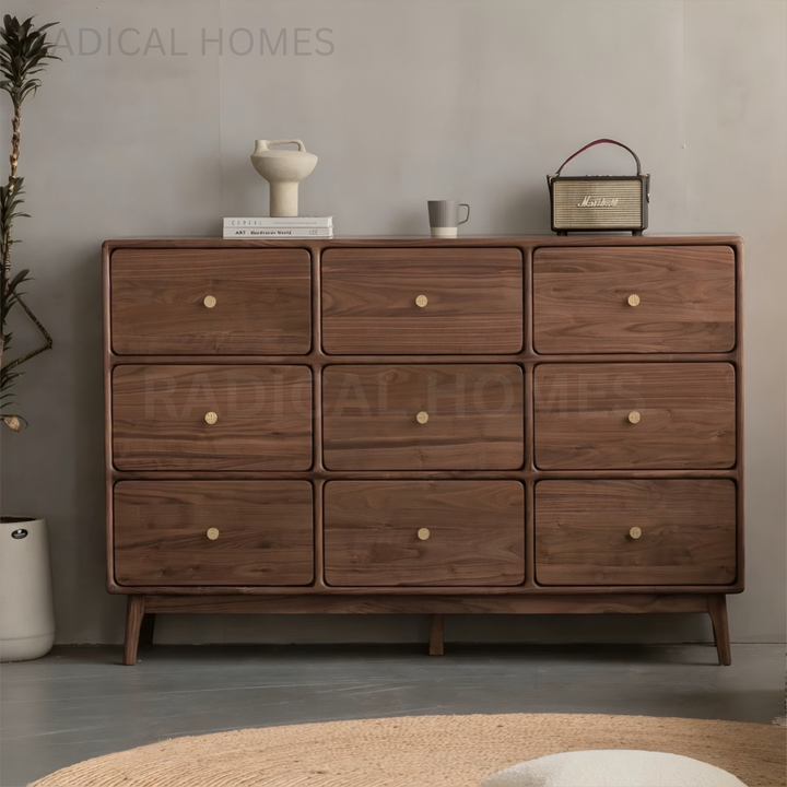 HUDSON Rustic Walnut Wood Chest Of Drawers