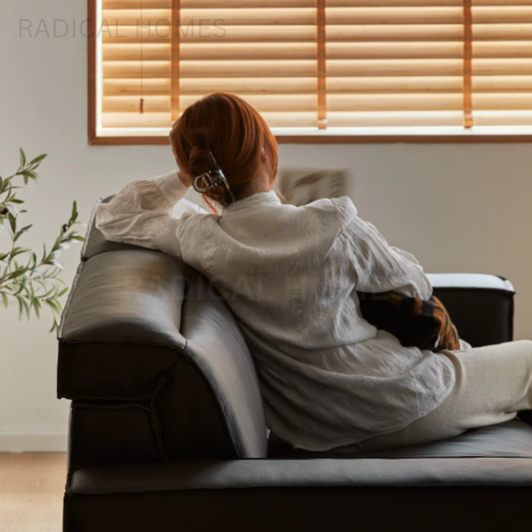 MOJA Japandi Leather Sofa - Radical Homes Singapore