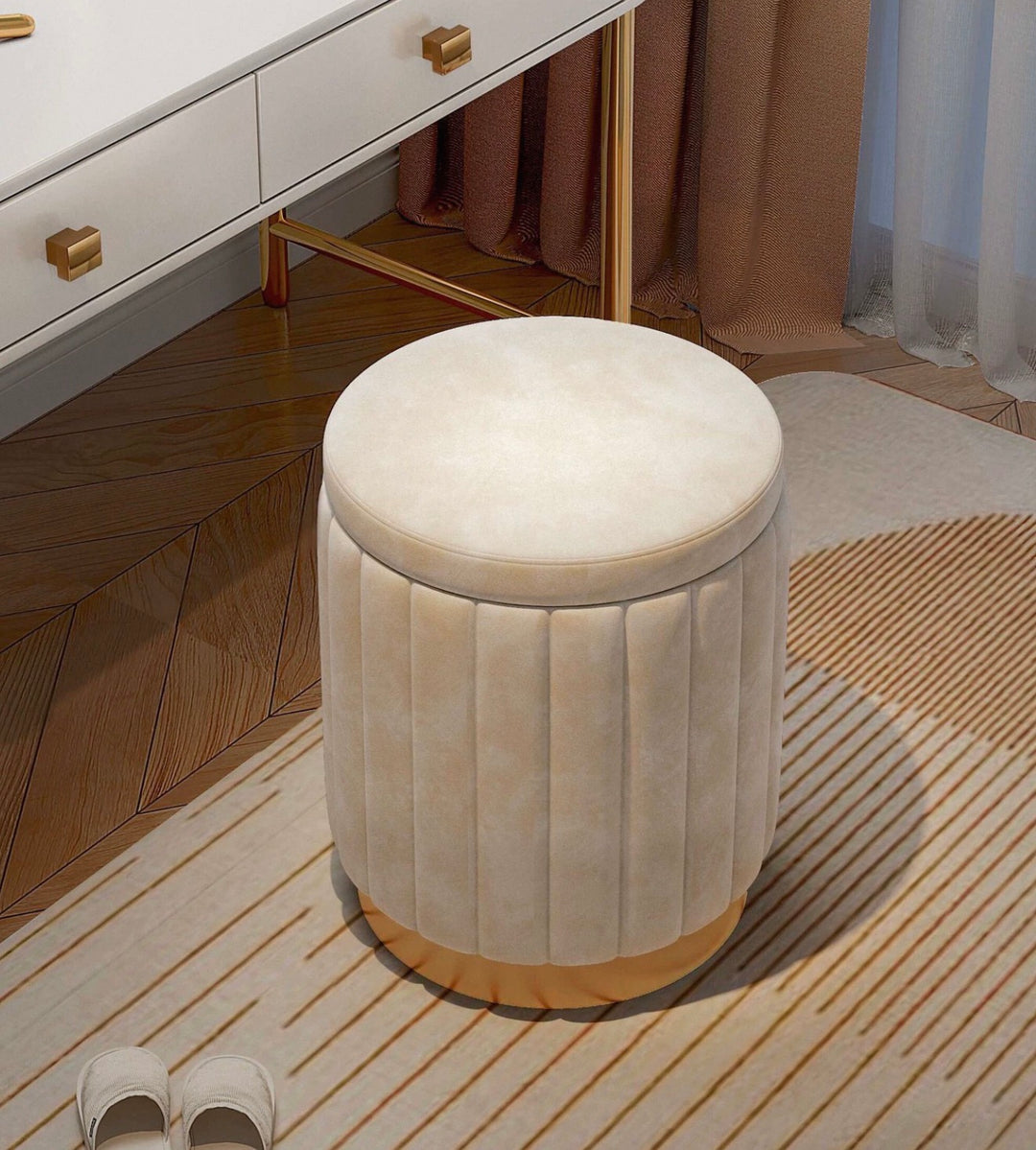 Grey Velvet Vanity Stool (INSTOCK)