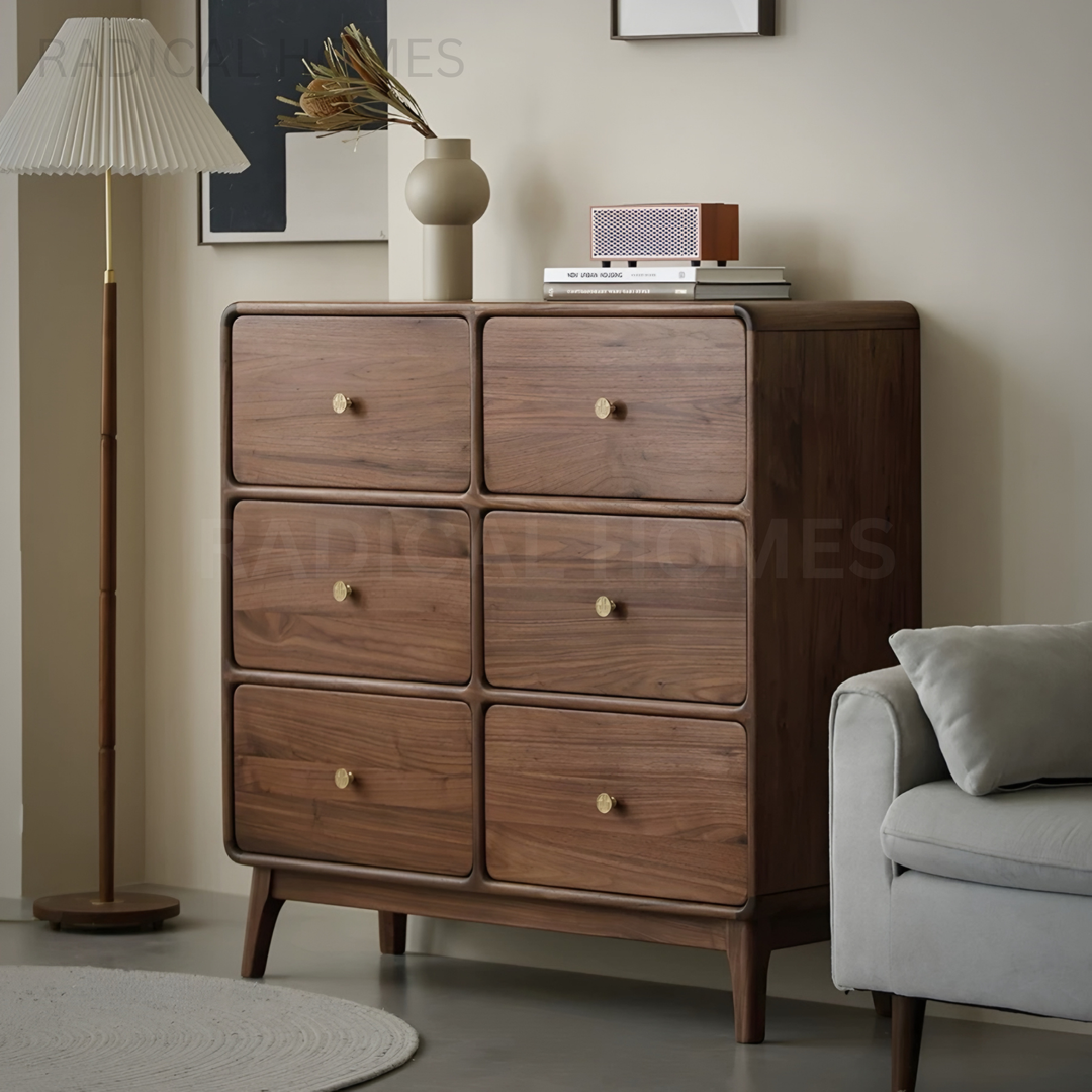 HUDSON Rustic Walnut Wood Chest Of Drawers