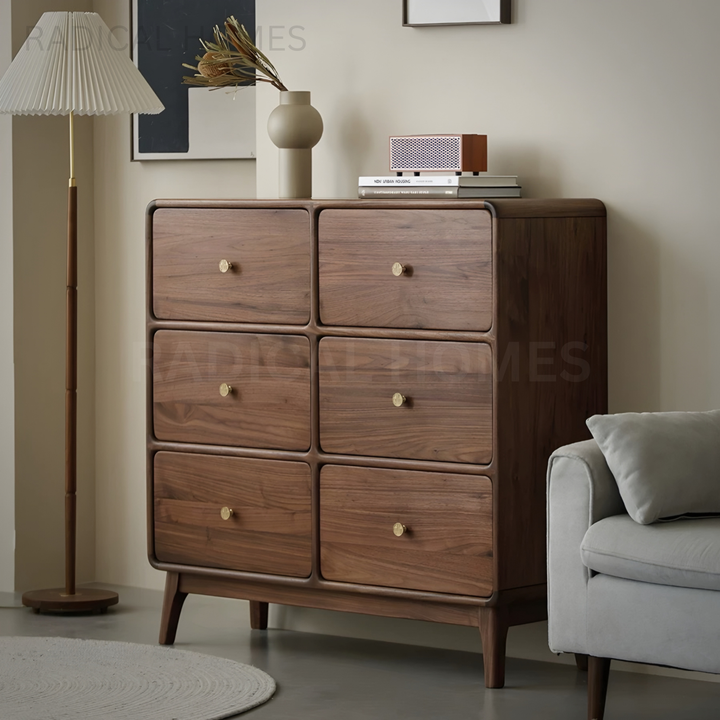 HUDSON Rustic Walnut Wood Chest Of Drawers