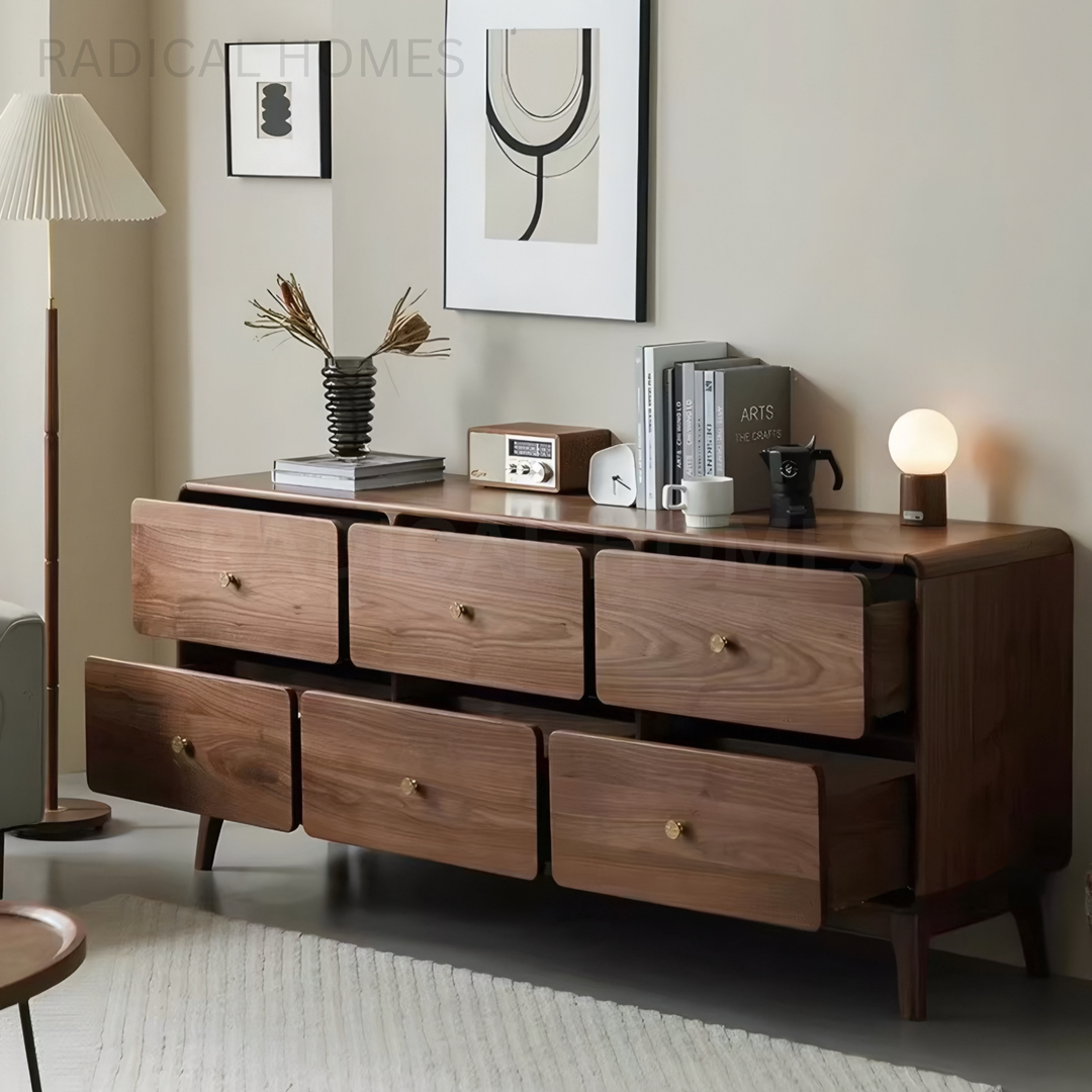 HUDSON Rustic Walnut Wood Chest Of Drawers
