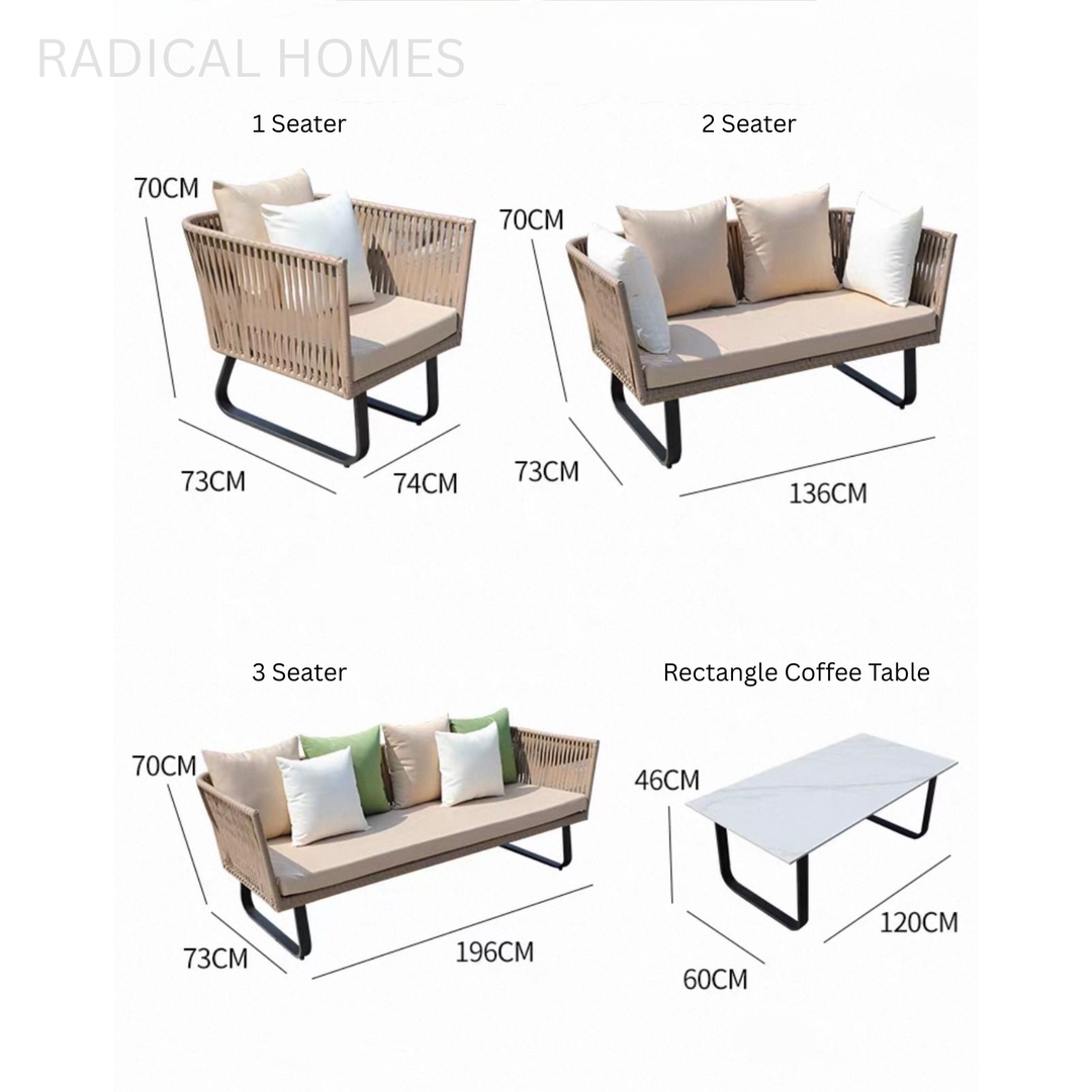 RYDEN Modern Rattan Outdoor Sofa - Radical Homes Singapore
